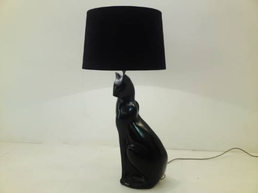 Vintage table lamp, ceramic cat shape, 1950`s ca, English